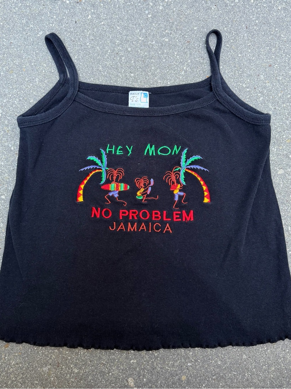 Vintage Y2K Jamaica Embroidered Baby Tank Cami L/XL